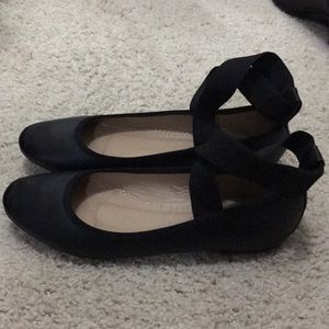 Black elastic ankle flats size 9